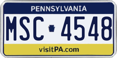 PA license plate MSC4548