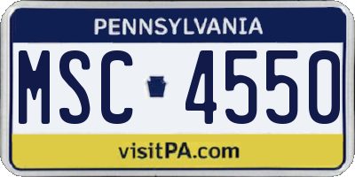 PA license plate MSC4550