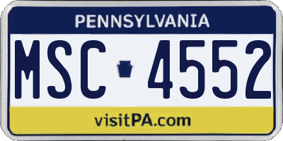 PA license plate MSC4552