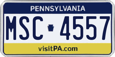 PA license plate MSC4557