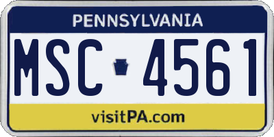 PA license plate MSC4561