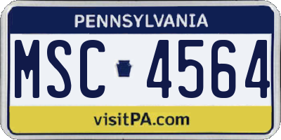 PA license plate MSC4564