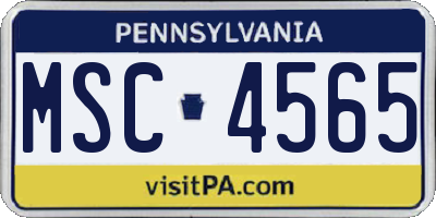 PA license plate MSC4565