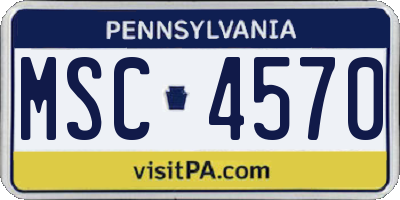 PA license plate MSC4570