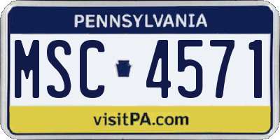 PA license plate MSC4571