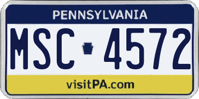 PA license plate MSC4572