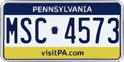 PA license plate MSC4573