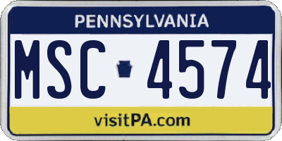 PA license plate MSC4574