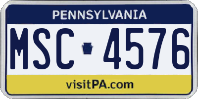 PA license plate MSC4576