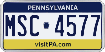 PA license plate MSC4577