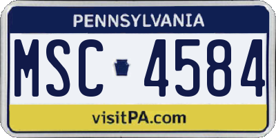 PA license plate MSC4584