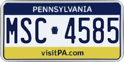PA license plate MSC4585