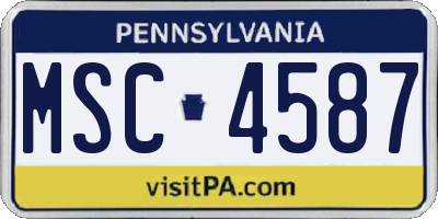 PA license plate MSC4587