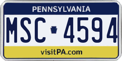 PA license plate MSC4594
