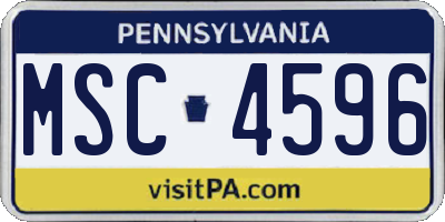 PA license plate MSC4596
