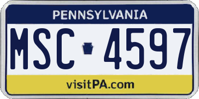 PA license plate MSC4597
