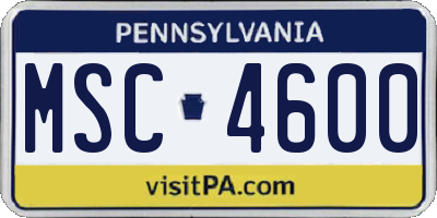 PA license plate MSC4600