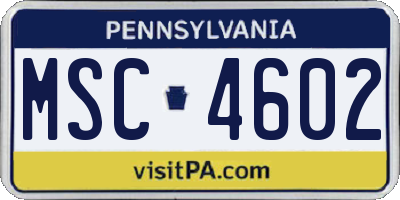 PA license plate MSC4602