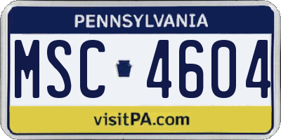 PA license plate MSC4604