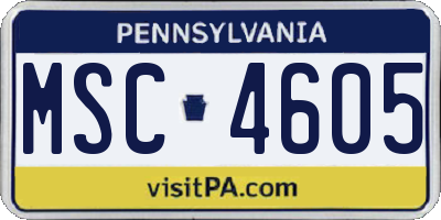 PA license plate MSC4605