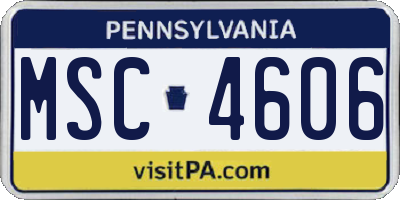 PA license plate MSC4606