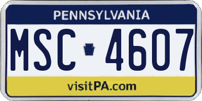 PA license plate MSC4607