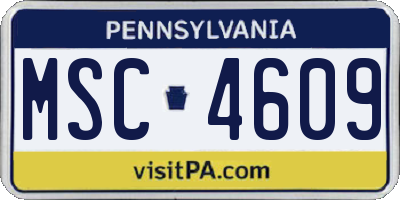 PA license plate MSC4609