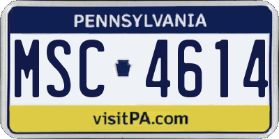 PA license plate MSC4614