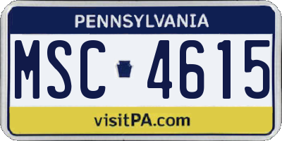 PA license plate MSC4615