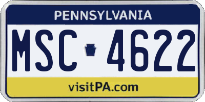 PA license plate MSC4622