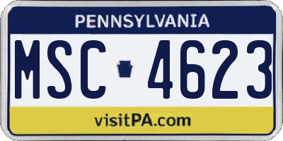 PA license plate MSC4623