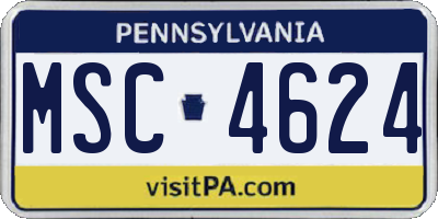 PA license plate MSC4624