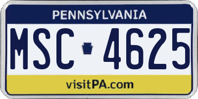 PA license plate MSC4625