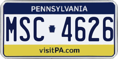 PA license plate MSC4626
