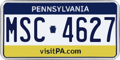 PA license plate MSC4627