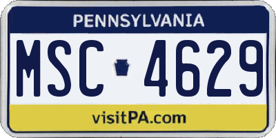 PA license plate MSC4629