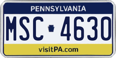 PA license plate MSC4630
