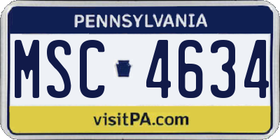 PA license plate MSC4634