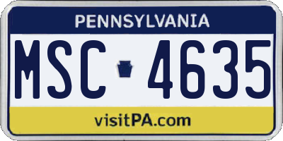 PA license plate MSC4635
