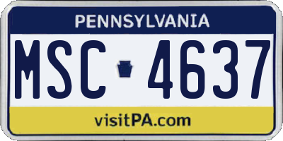 PA license plate MSC4637