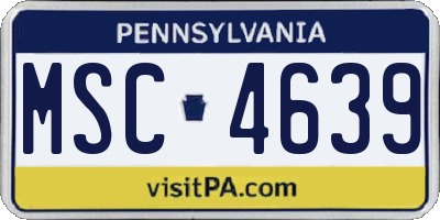 PA license plate MSC4639