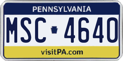 PA license plate MSC4640