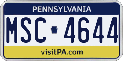PA license plate MSC4644