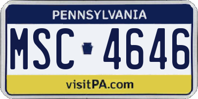 PA license plate MSC4646