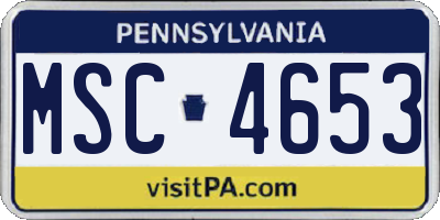 PA license plate MSC4653