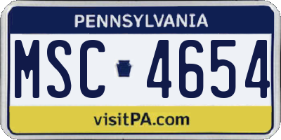 PA license plate MSC4654