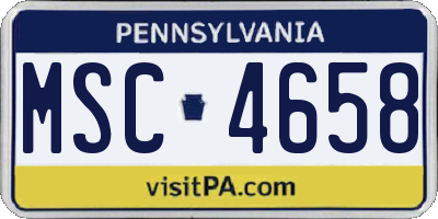 PA license plate MSC4658