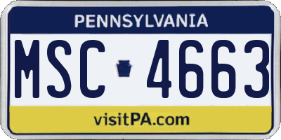 PA license plate MSC4663