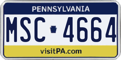 PA license plate MSC4664
