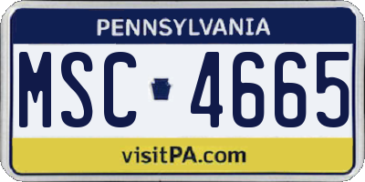 PA license plate MSC4665